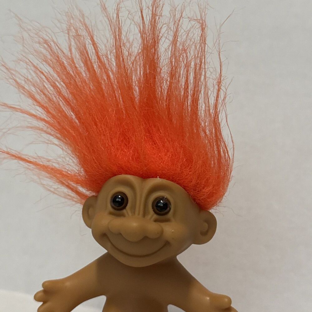 Vintage Russ Troll Orange Hair Brown Eyes 4” Figure Doll Nude 90s Collectible - Picture 2 of 10